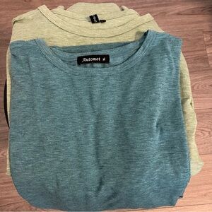 Automet Women’s Long Sleeve Slub Tee’s in Teal and Green XL